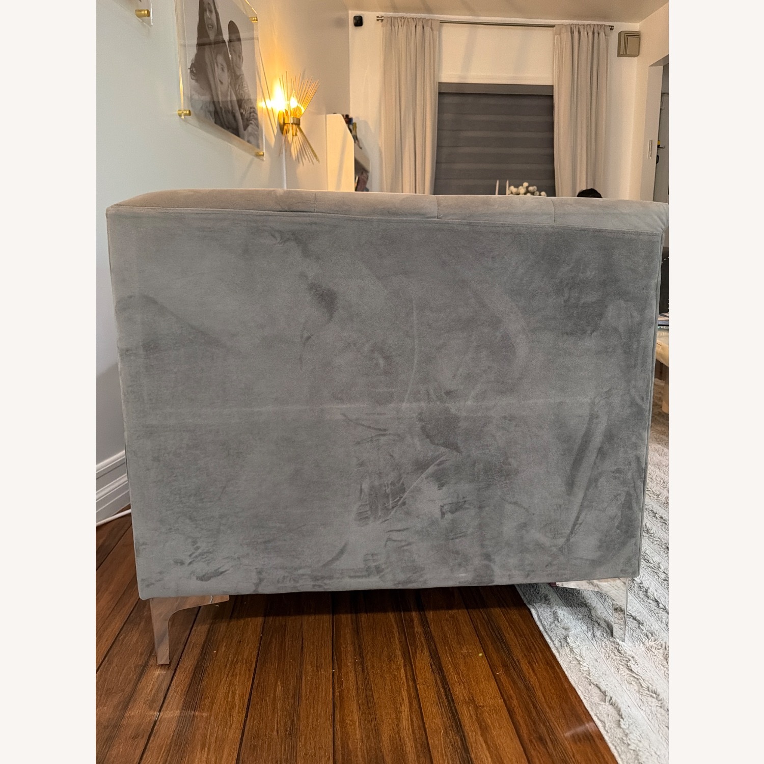 Modern Gray Studded Sofa  - image-2