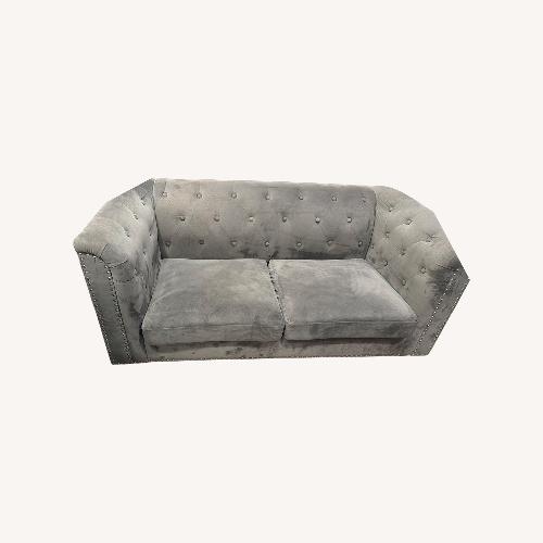 Used Dark Gray Studded Velvet 2 Seater Sofa for sale on AptDeco