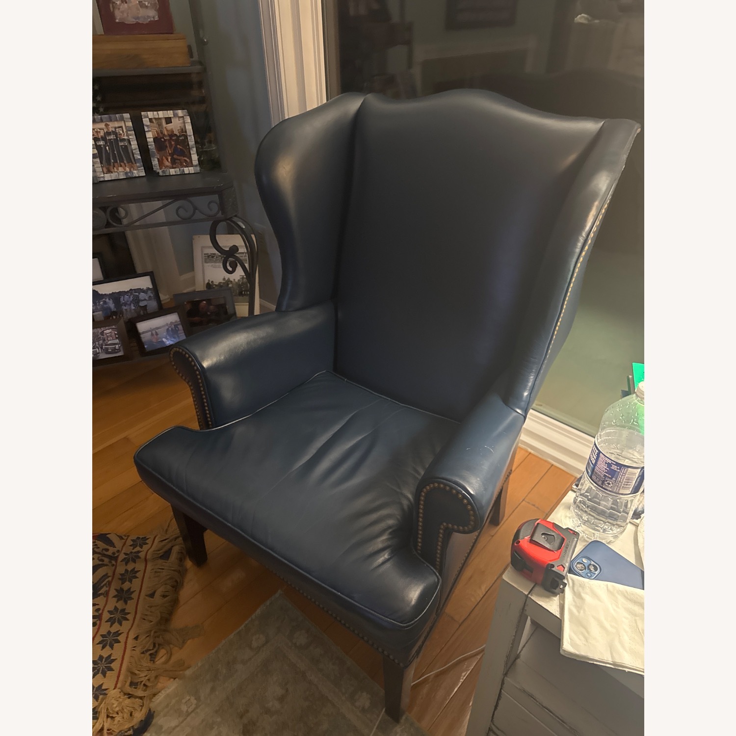 Williamsburg Home Blue Leather Armchair - image-2