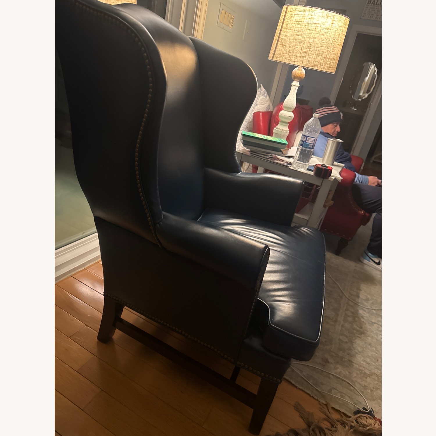 Williamsburg Home Blue Leather Armchair - image-1