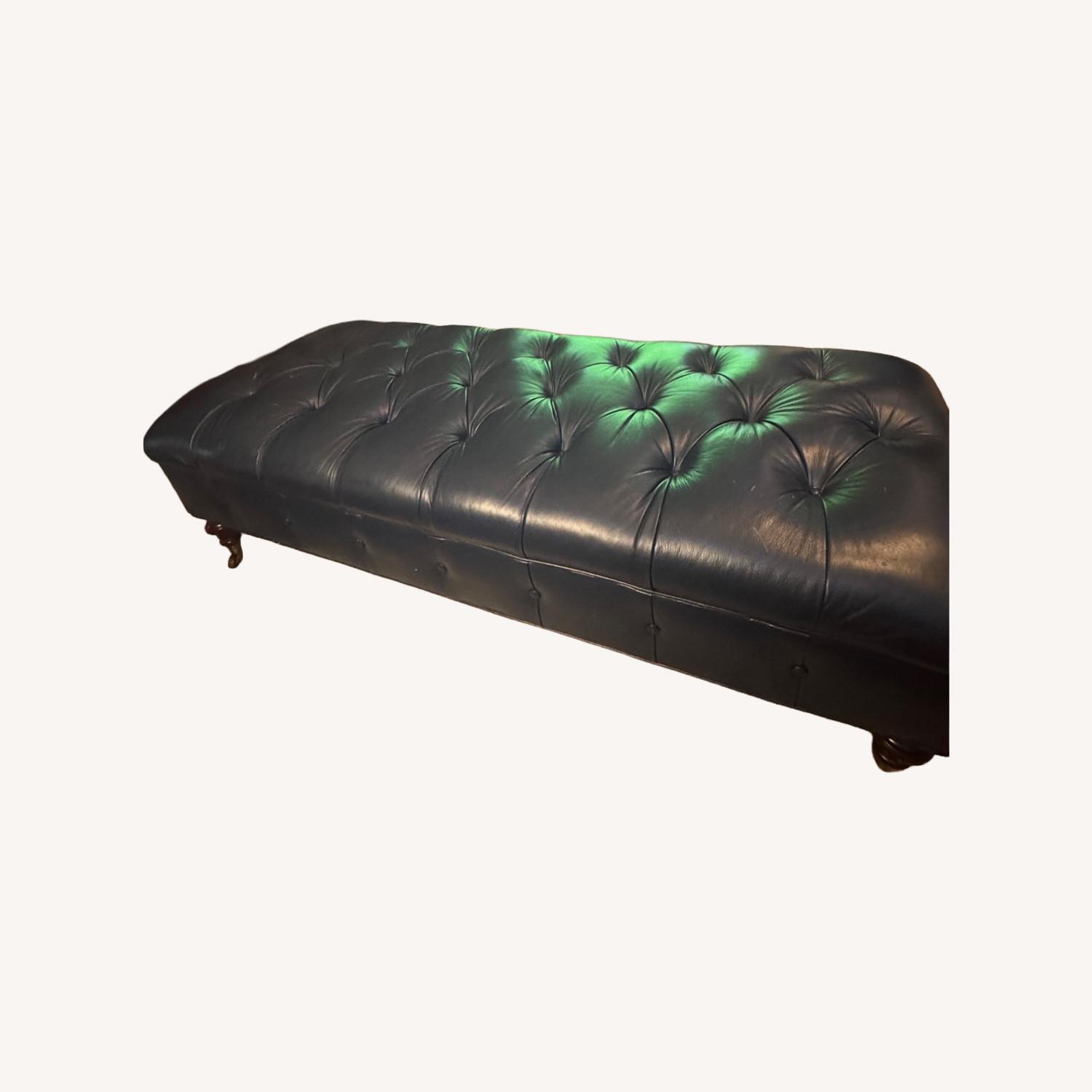 Williamsburg Home Blue Leather Coffee Table - image-0