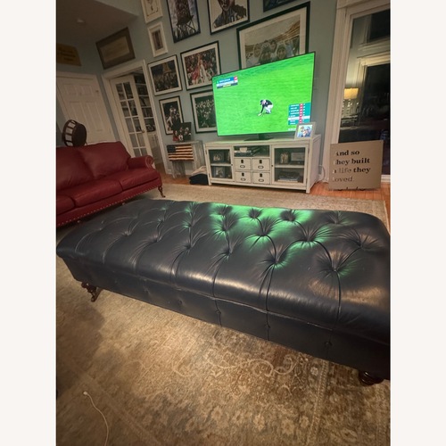 Used Williamsburg Home Blue Leather Coffee Table for sale on AptDeco