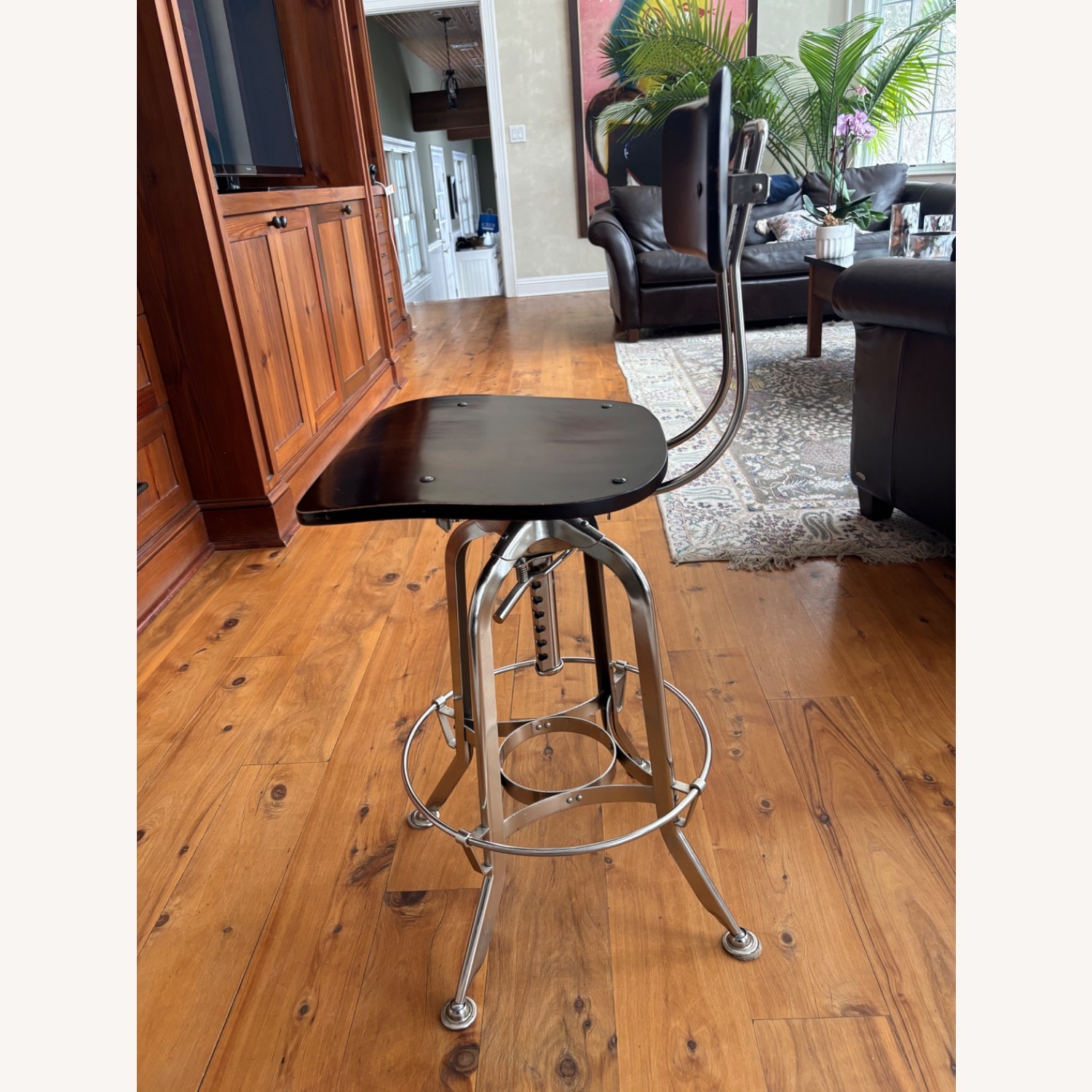 Restoration Hardware Dark Brown Wood Stools - image-5