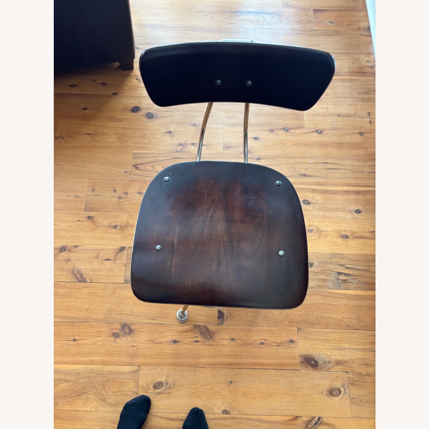 Restoration Hardware Dark Brown Wood Stools - image-3