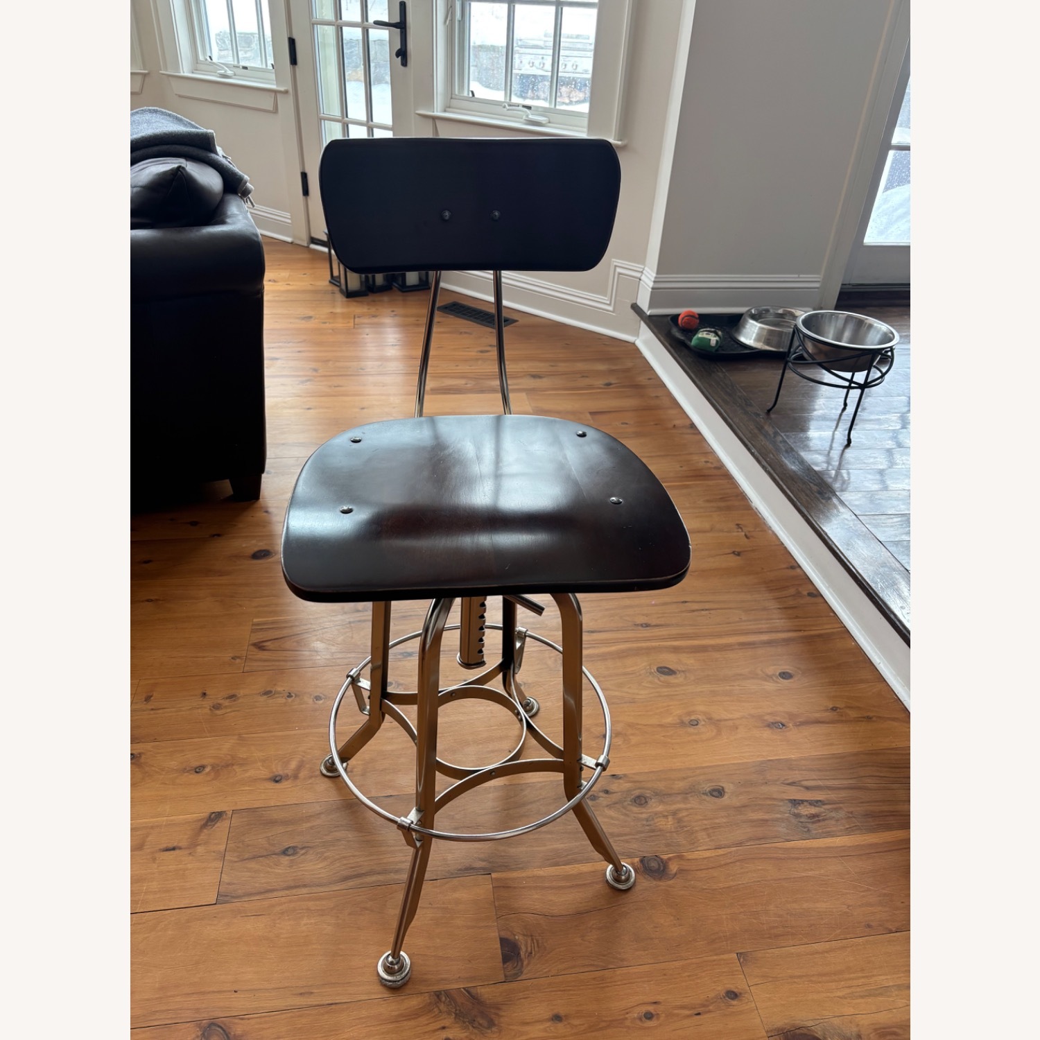 Restoration Hardware Dark Brown Wood Stools - image-1