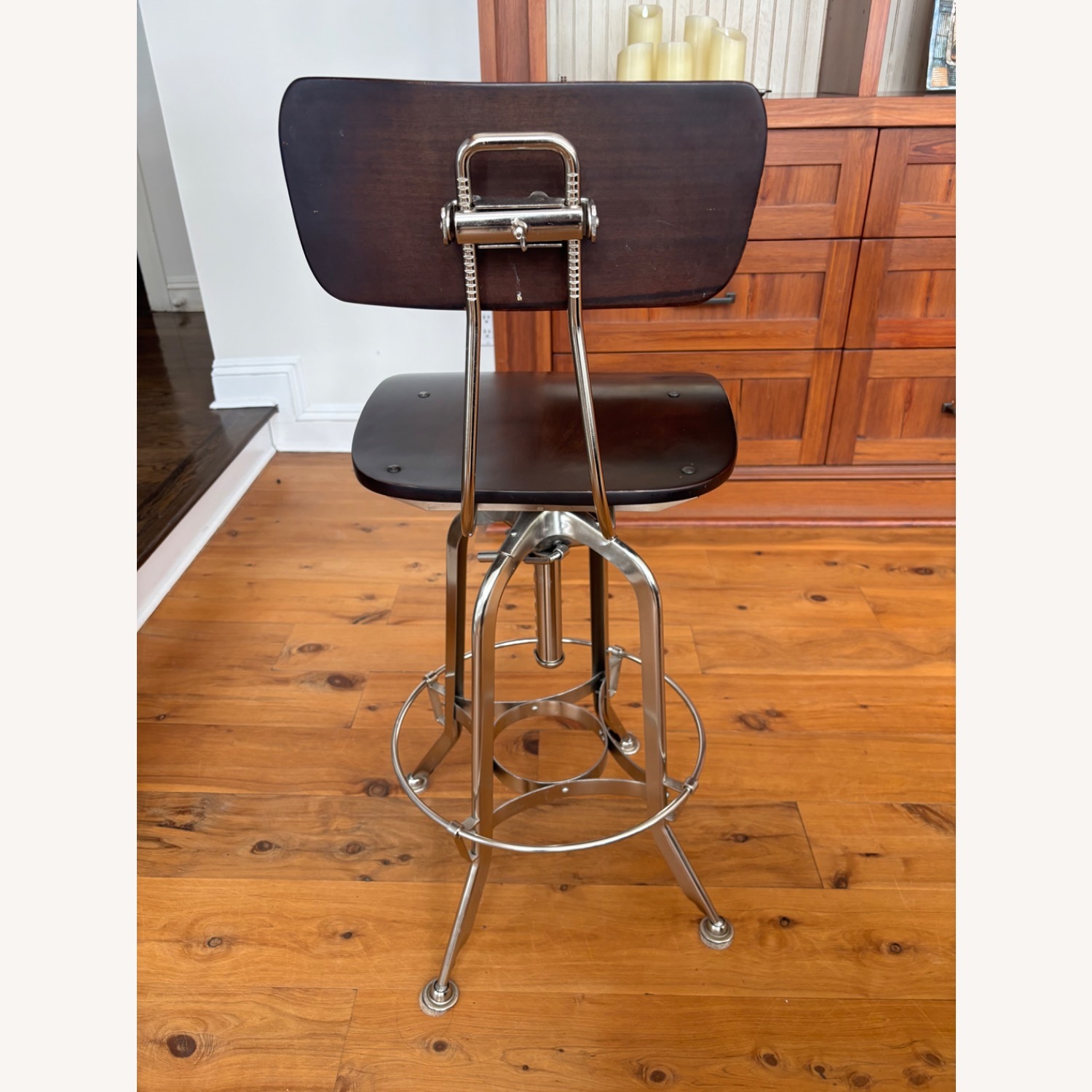 Restoration Hardware Dark Brown Wood Stools - image-4