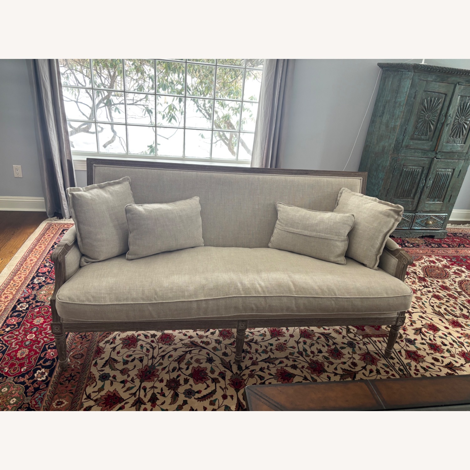 Restoration Hardware Natural Fabric Bench - image-1