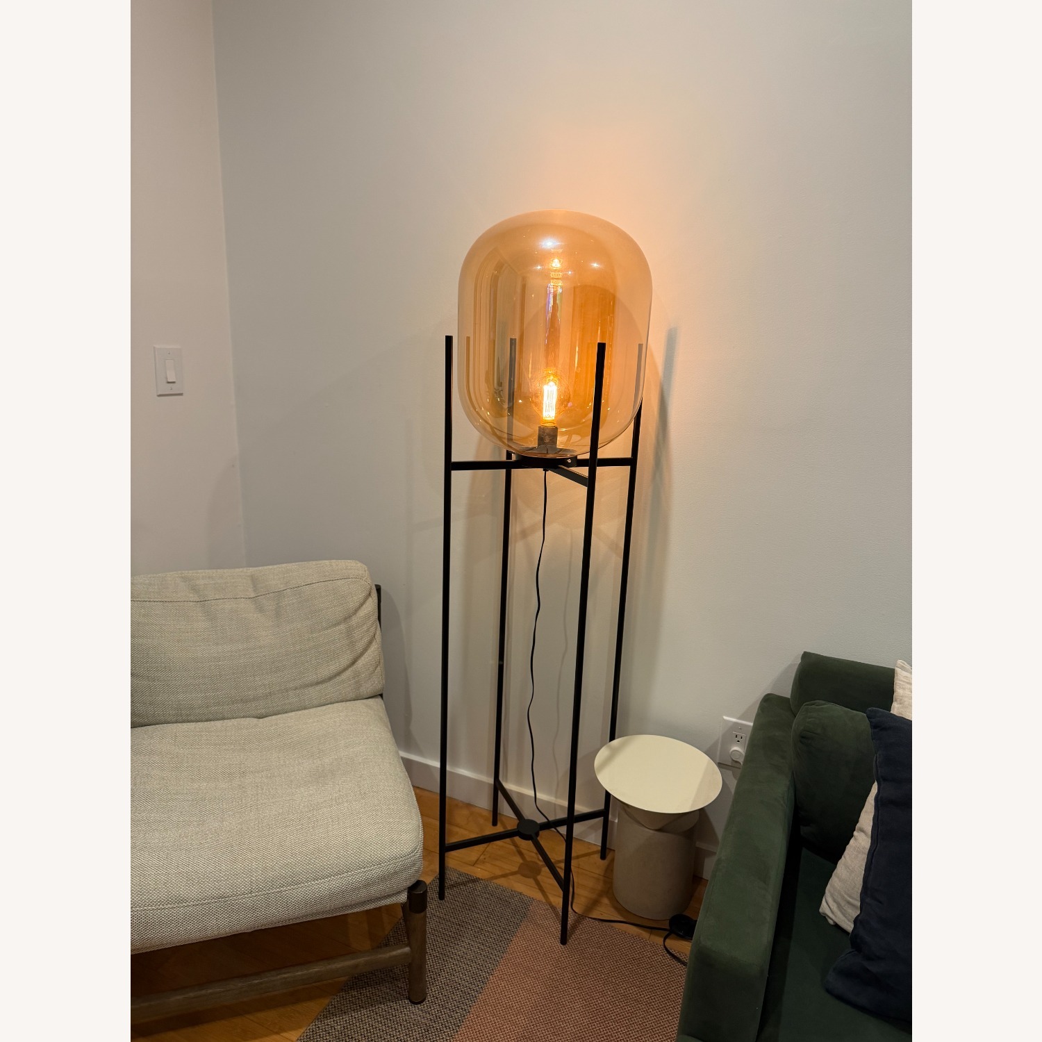 France and Son Black Glass Floor Lamp - image-1