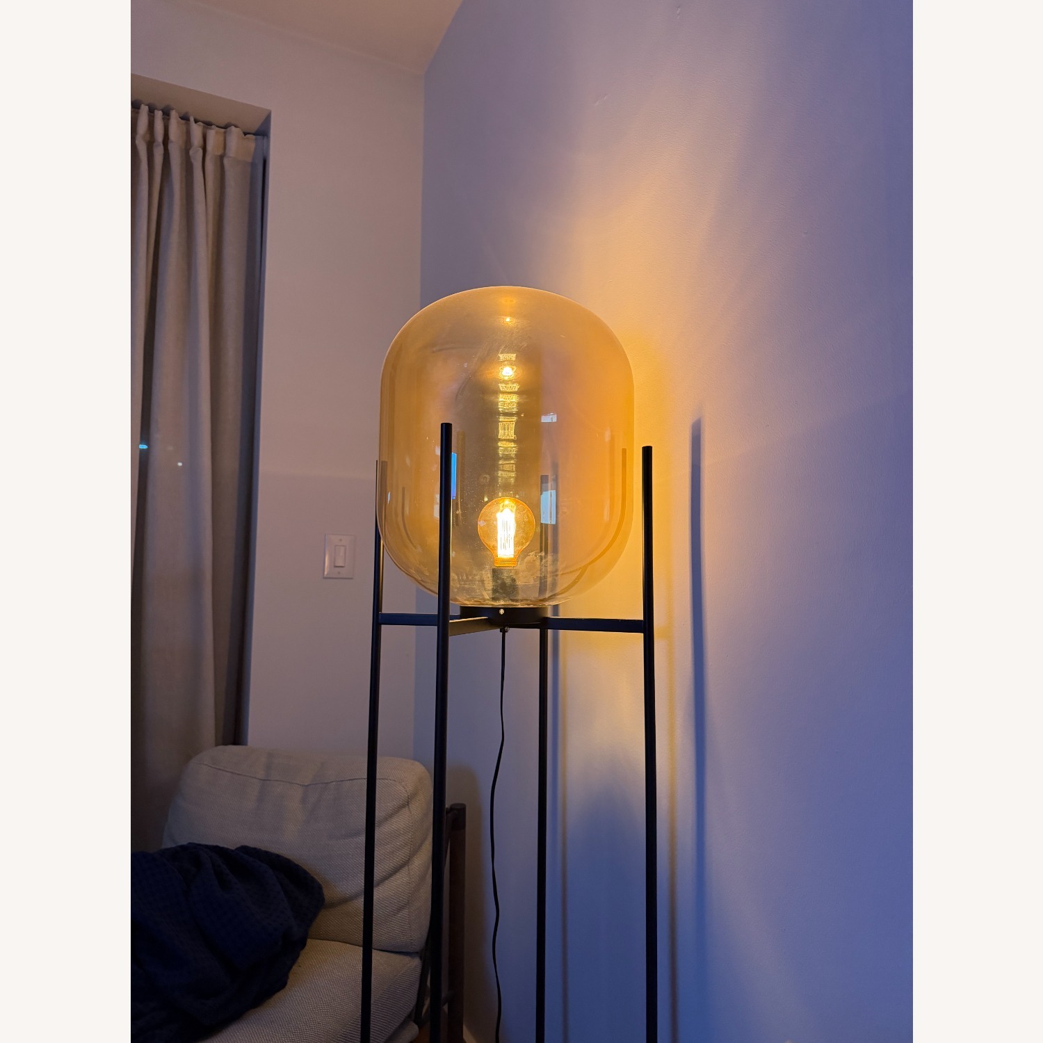 France and Son Black Glass Floor Lamp - image-2