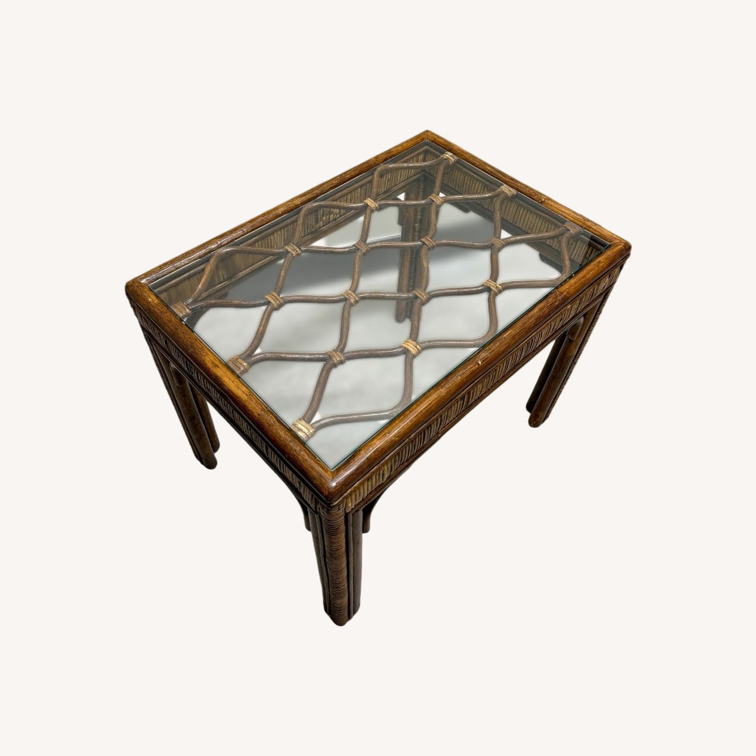 Vintage Bamboo Rattan Brown Table - image-0