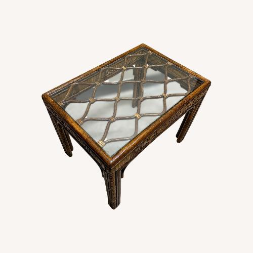 Used Vintage Bamboo Rattan Brown Table for sale on AptDeco