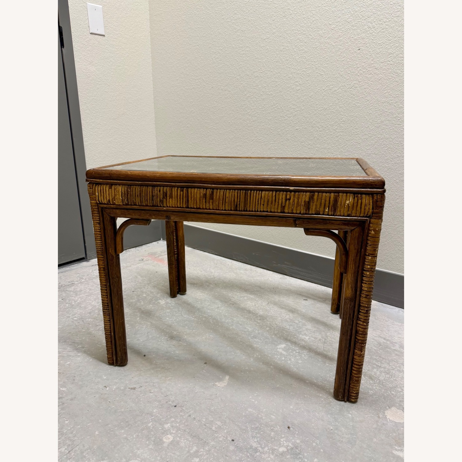 Vintage Bamboo Rattan Brown Table - image-3