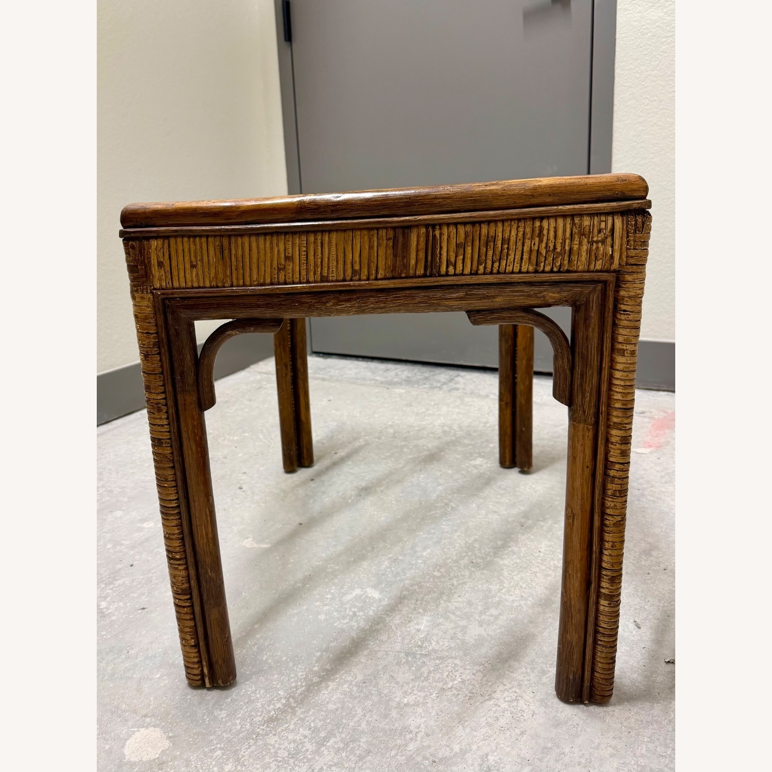 Vintage Bamboo Rattan Brown Table - image-4