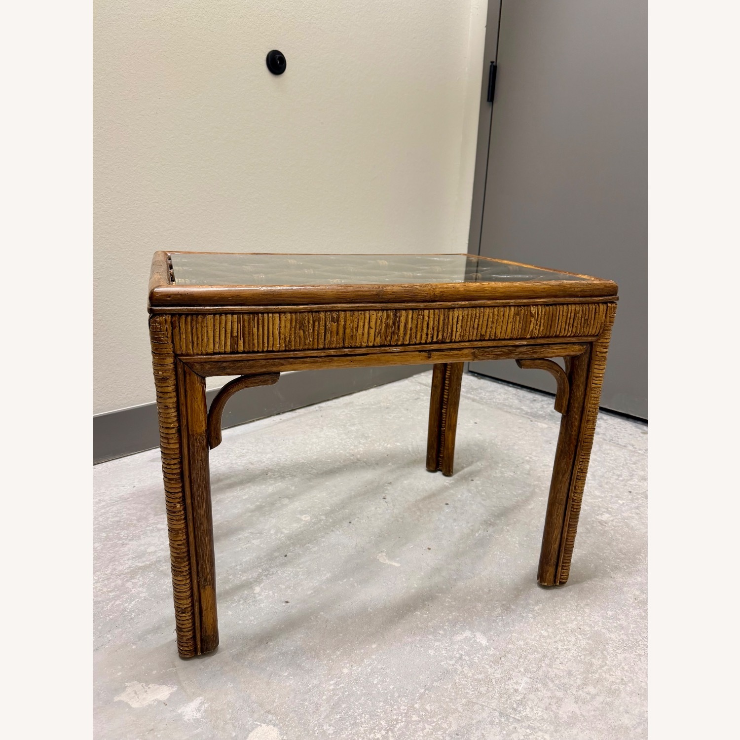 Vintage Bamboo Rattan Brown Table - image-5