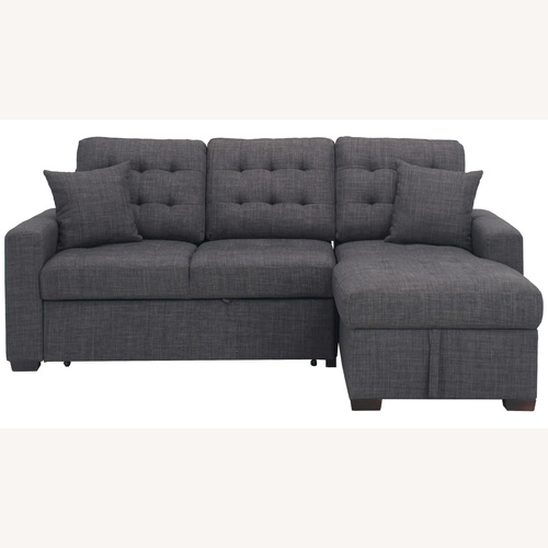 Used Raymour & Flanigan Dark Gray 2 Piece Sectional for sale on AptDeco
