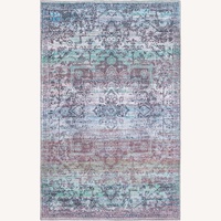 Blue Green Washable Francesca Rug 4x6