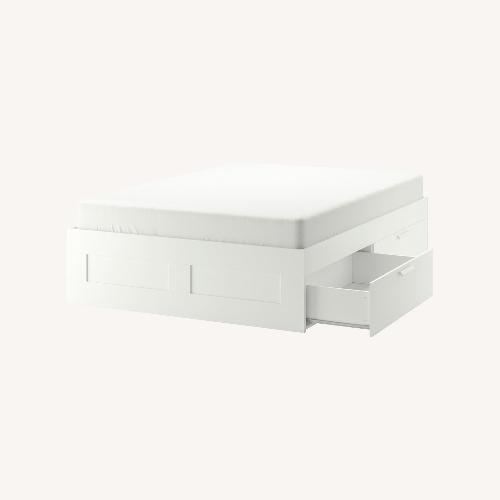 Used IKEA Brimnes White Wood Full Bed for sale on AptDeco