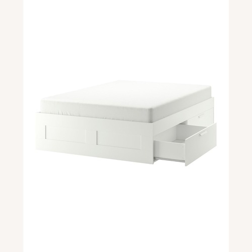 Used IKEA Brimnes White Wood Full Bed for sale on AptDeco