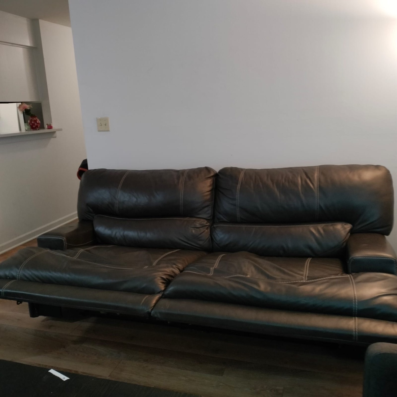 Ashley Furniture Dark Gray Leather 3+ Seater Sofa - image-1