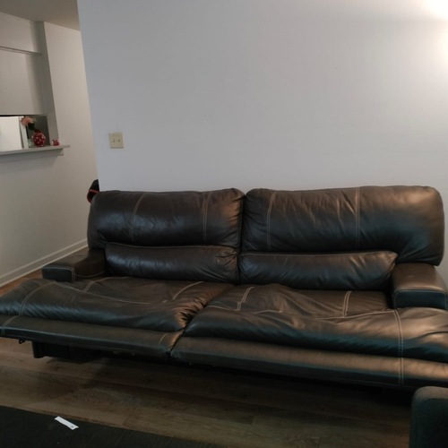 Used Ashley Furniture Dark Gray Leather 3+ Seater Sofa for sale on AptDeco