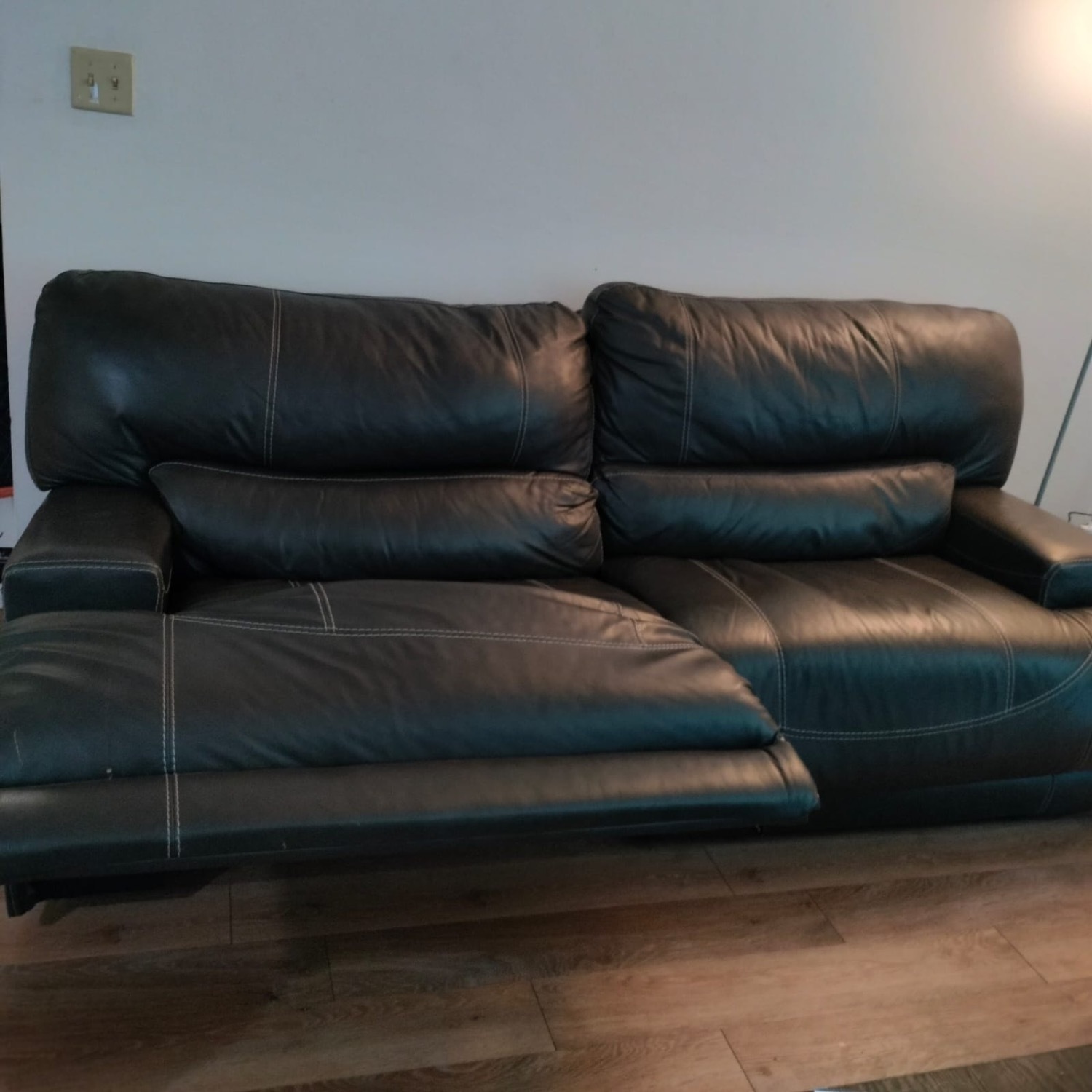 Ashley Furniture Dark Gray Leather 3+ Seater Sofa - image-2