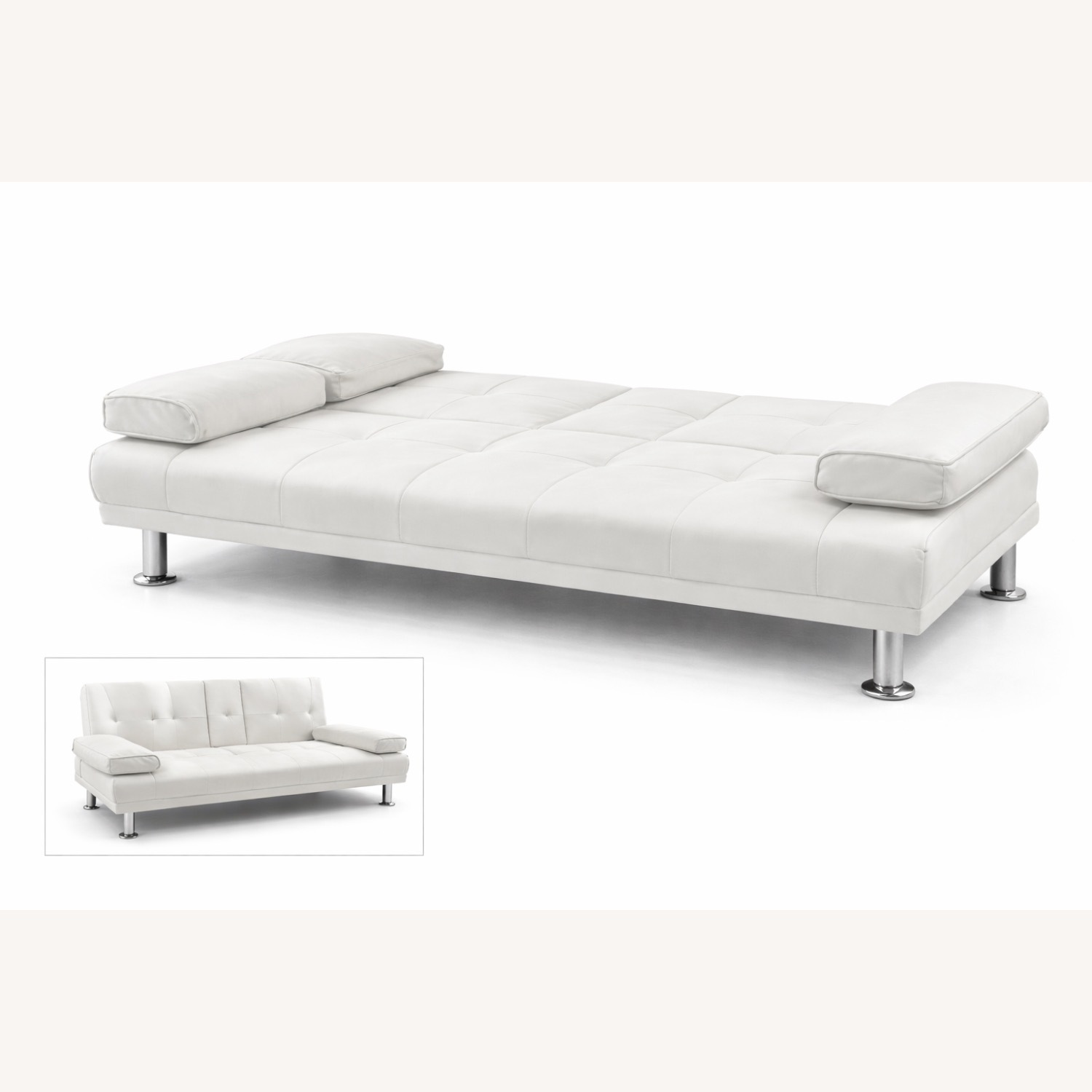 Luxury White Convertible Sofa Bed - image-2
