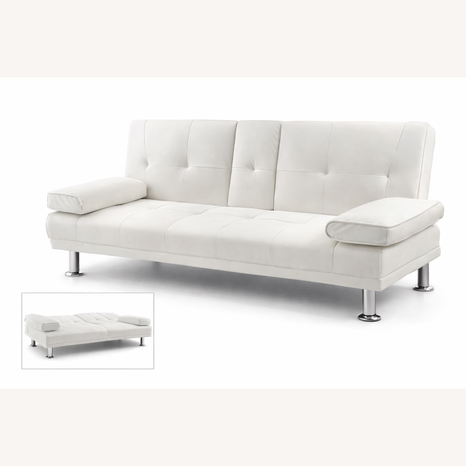 Luxury White Convertible Sofa Bed - image-3