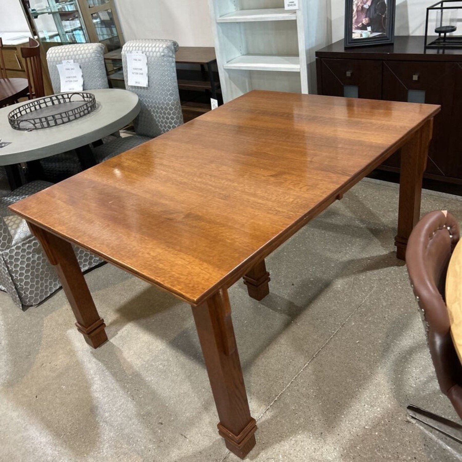 Mission Style Oak w Two 11.5" Leaves Dining Table - image-0