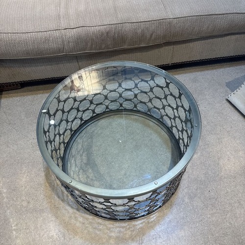 Used Arhaus Naomi Round Glass Top Coffee Table for sale on AptDeco