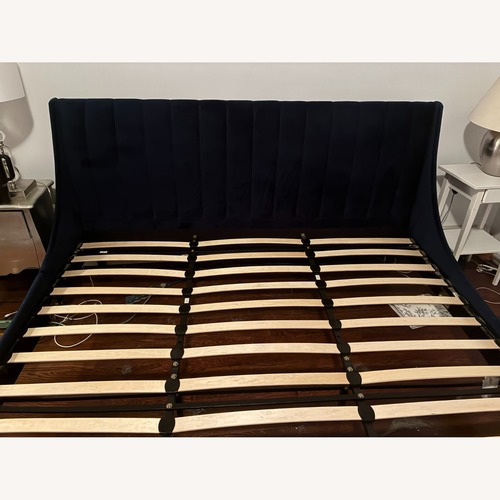 Used Wayfair Blue Velvet King Bed for sale on AptDeco