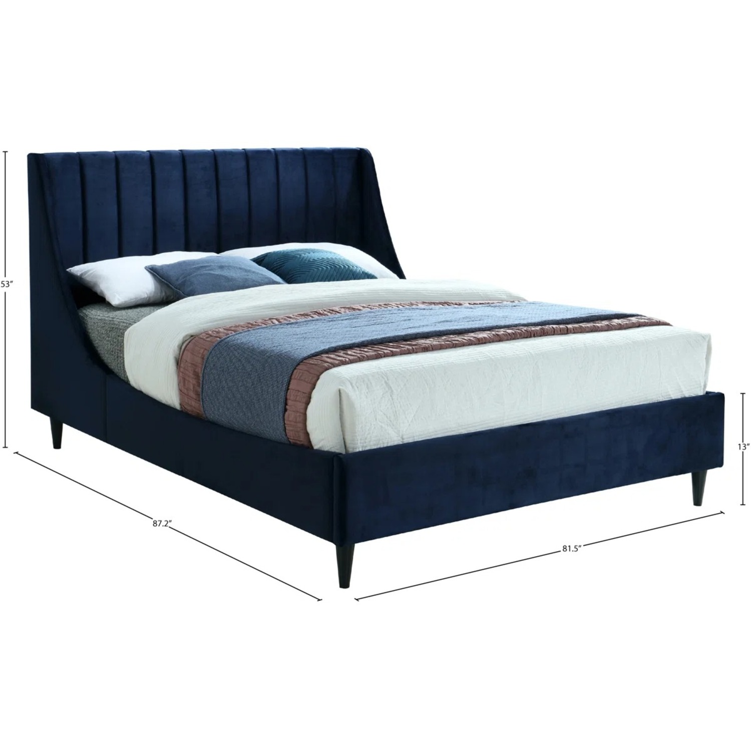 Wayfair Blue Velvet King Bed - image-0