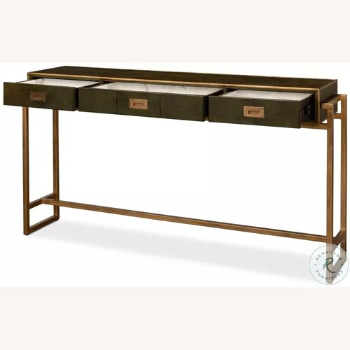 Used Sarreid Limited Shagreen Leaf Green Console Table for sale on AptDeco