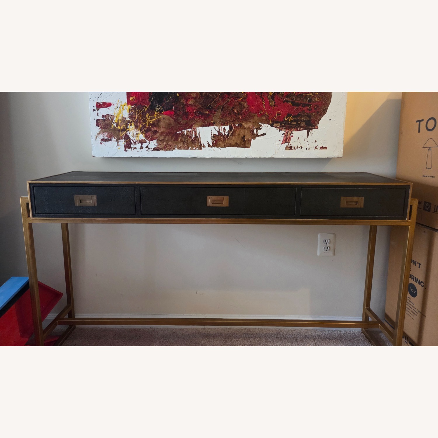 Sarreid Limited Shagreen Leaf Green Console Table - image-7