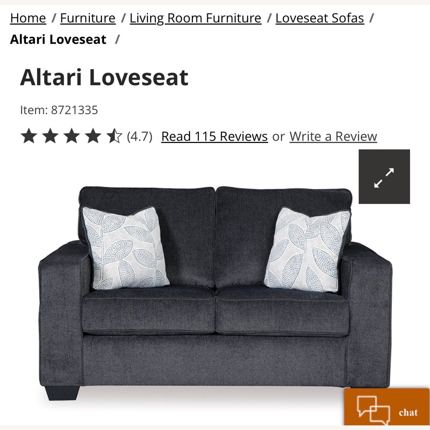 Ashley Altari Blue Loveseat - image-14