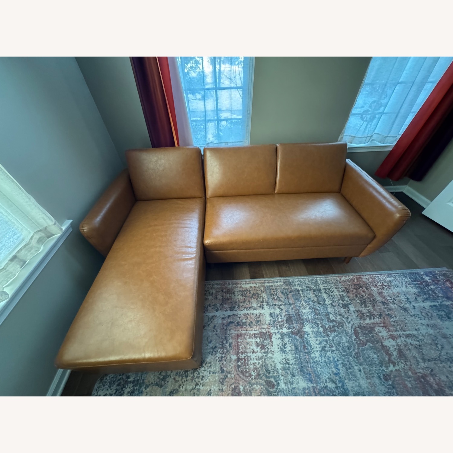 Modern Reversible Sectional in Faux Air Leather - image-3