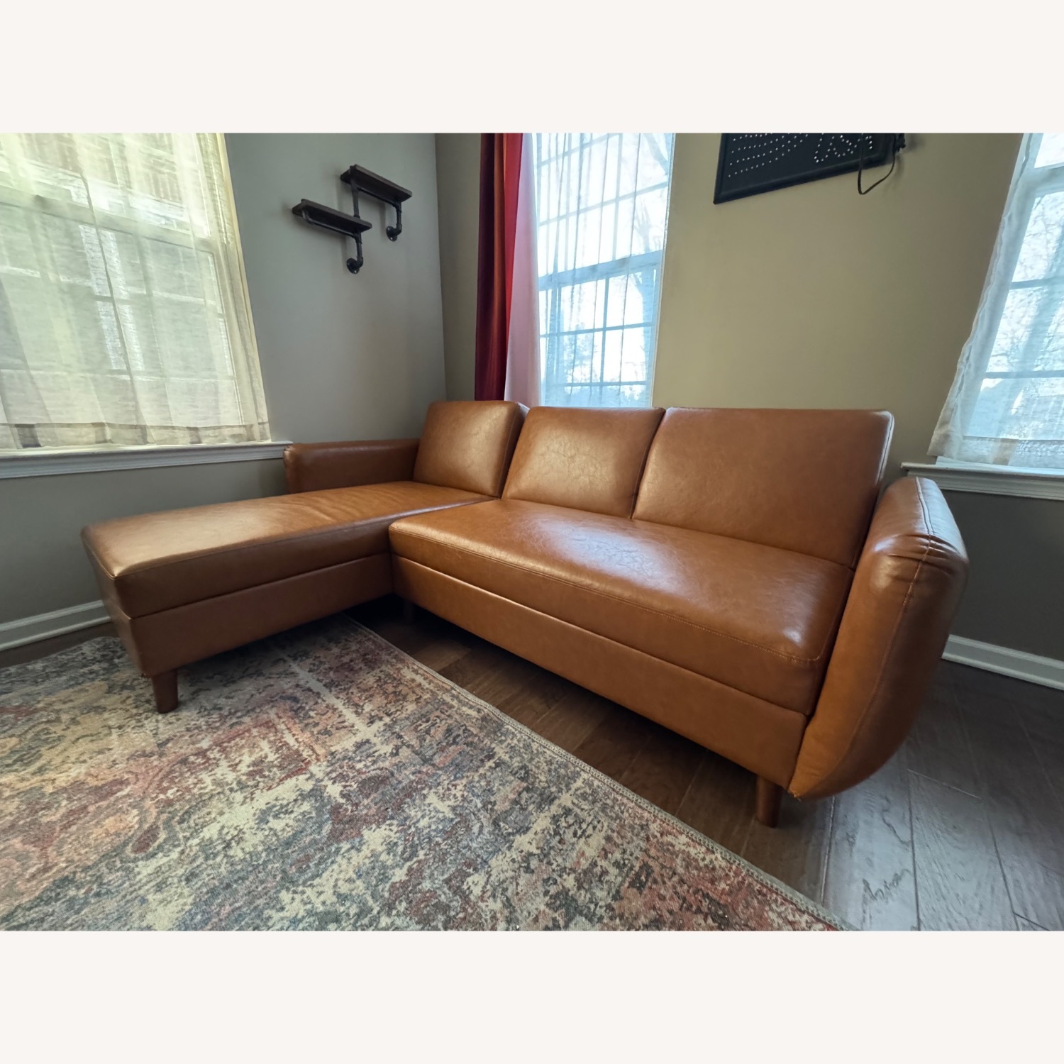 Modern Reversible Sectional in Faux Air Leather - image-1