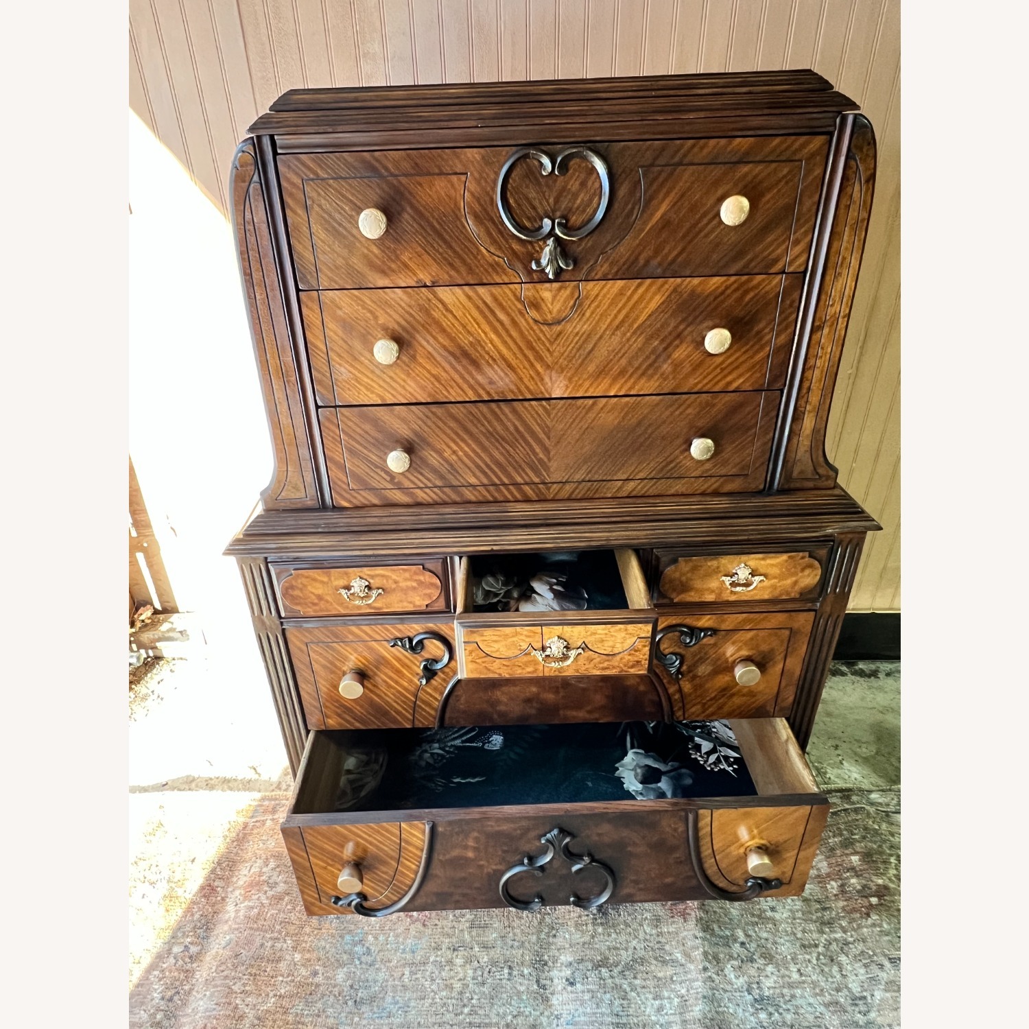 Vintage/Antique Dark Brown Wood Dresser - image-3