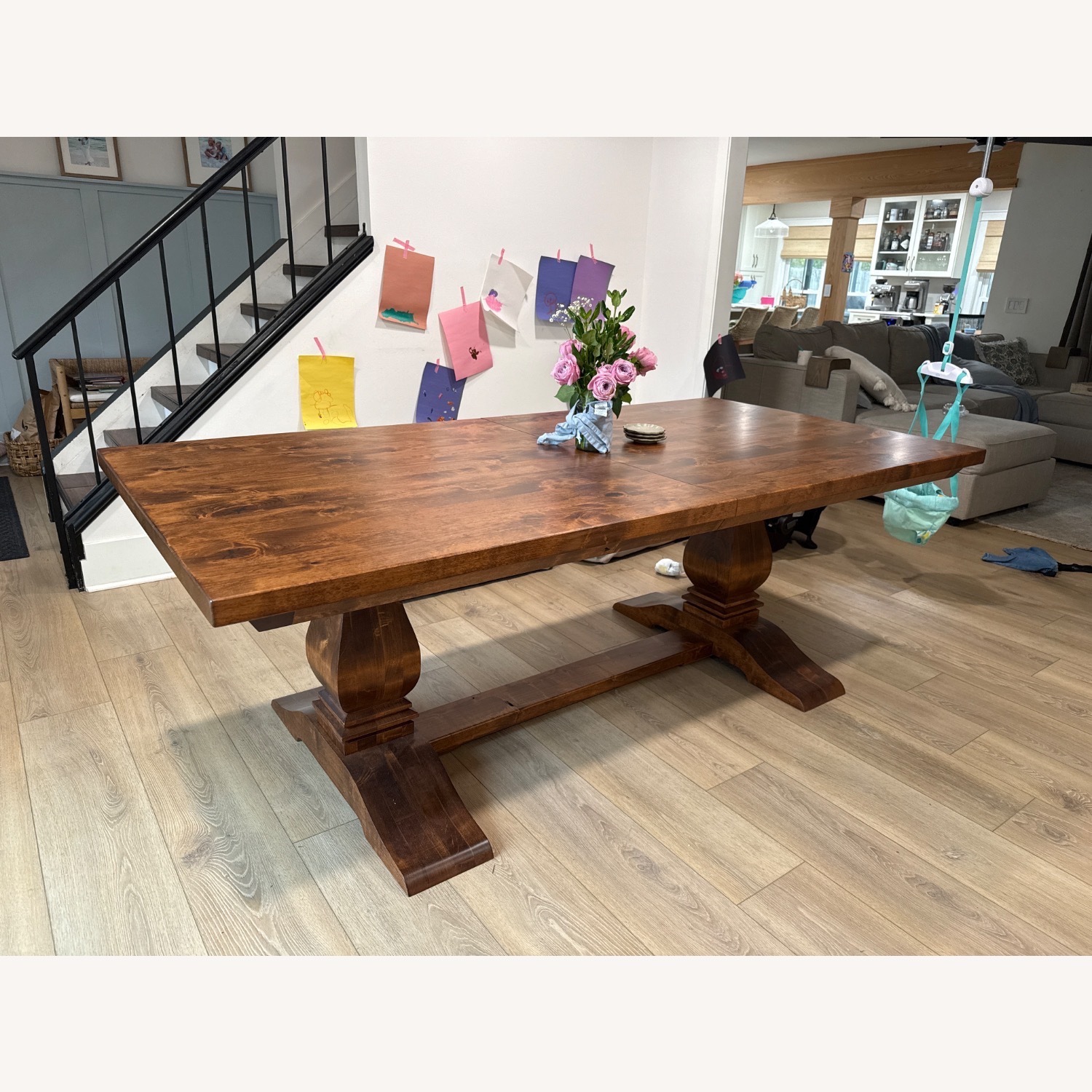 Dark Brown Wood Dining Table - image-1