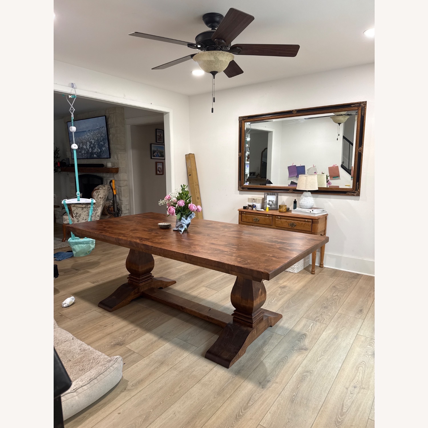 Dark Brown Wood Dining Table - image-0