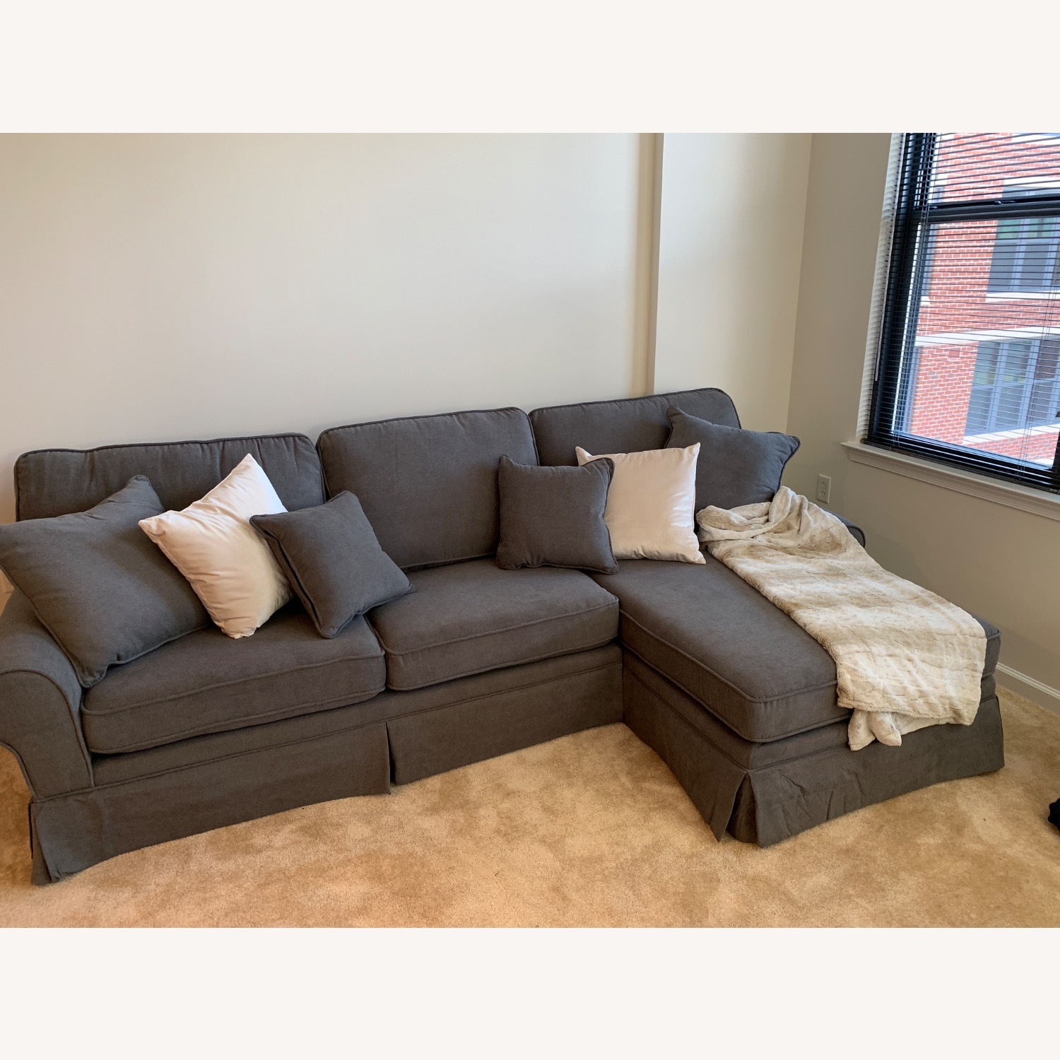 Dark Grey Couch + Ottoman - image-1