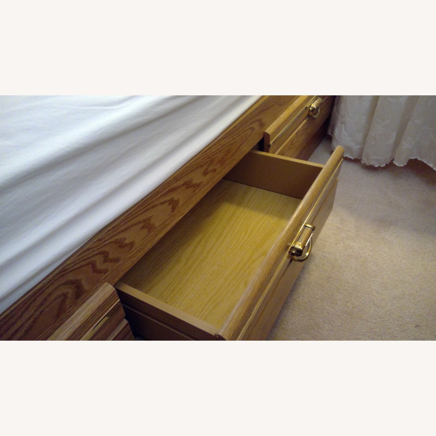 Light Brown Wood Twin Bed - image-1