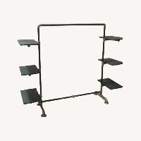 Industrial Pipe Garment Rack w Wood Shelves
