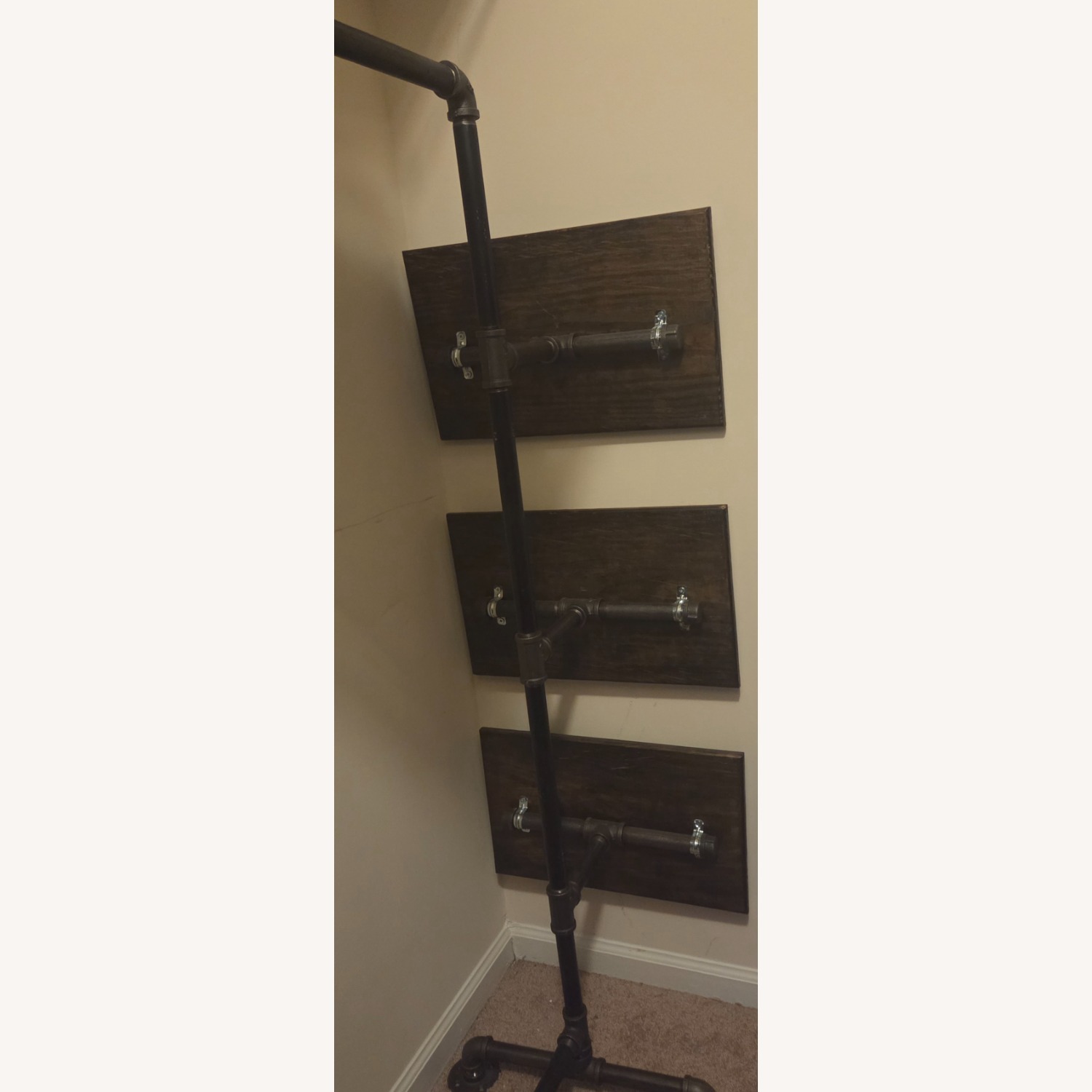 Industrial Pipe Garment Rack w Wood Shelves - image-3