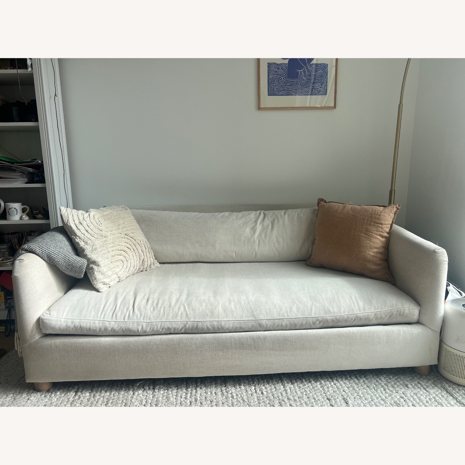 Create Comfort Natural Fabric Loveseat Sofa - image-3