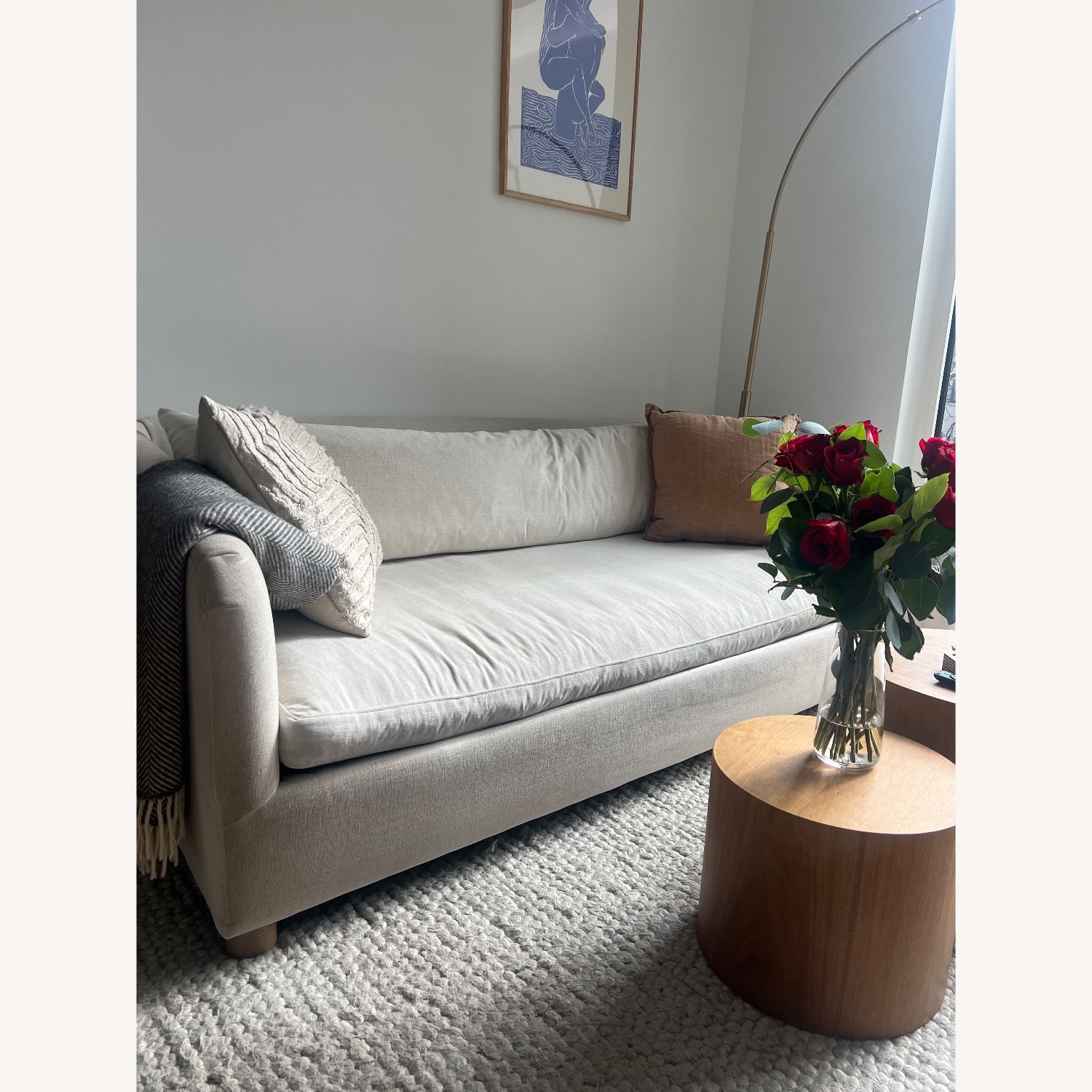 Create Comfort Natural Fabric Loveseat Sofa - image-2