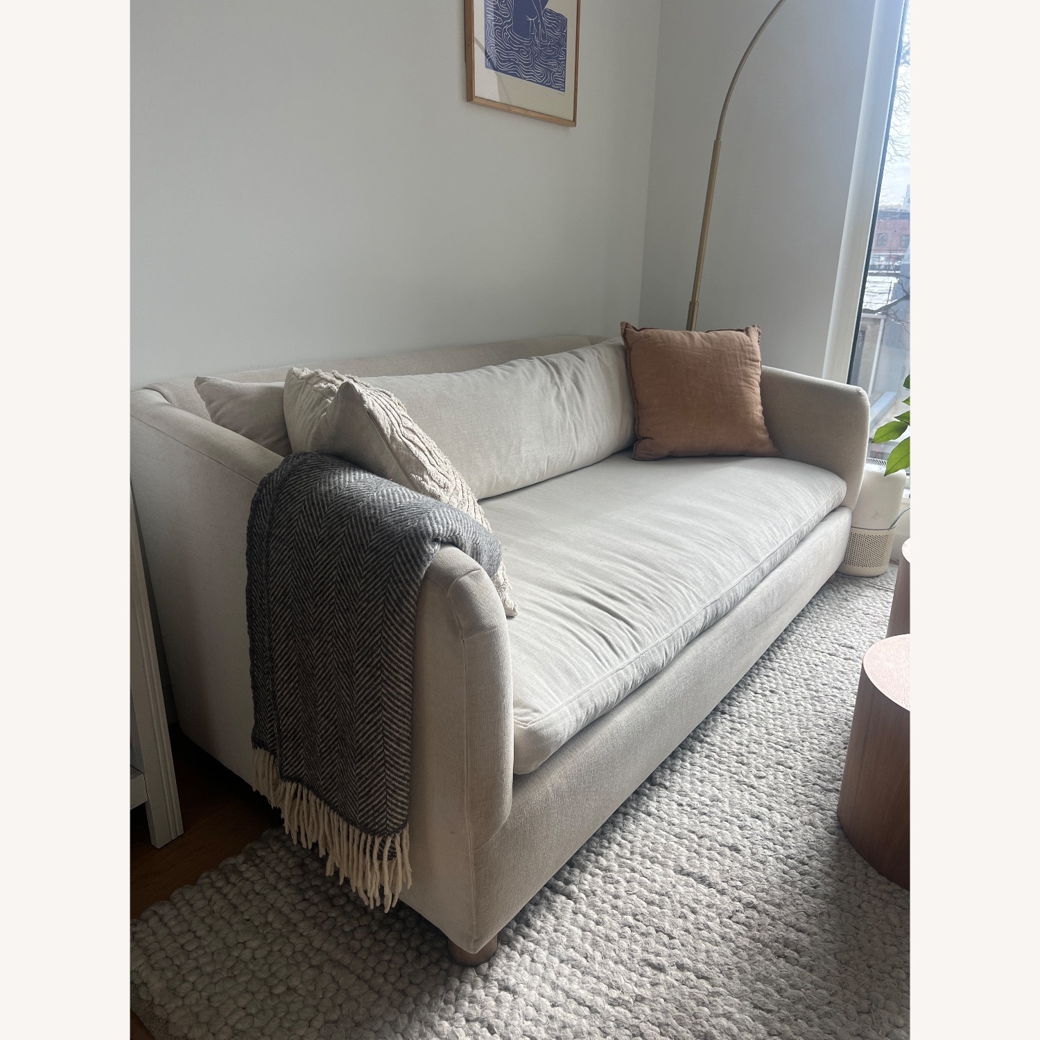 Create Comfort Natural Fabric Loveseat Sofa - image-1