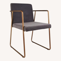CB2 Rouka Light Gray Brass Dining Chairs