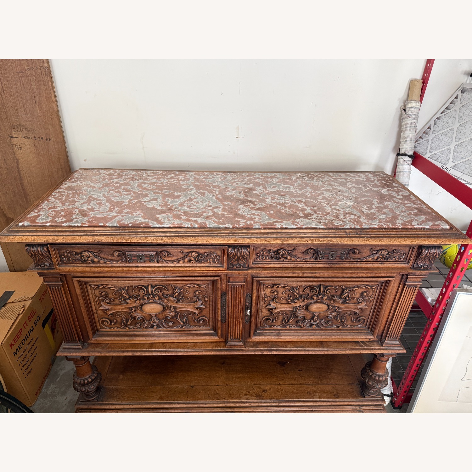 Vintage/Antique Dark Brown Wood Sideboard - image-1