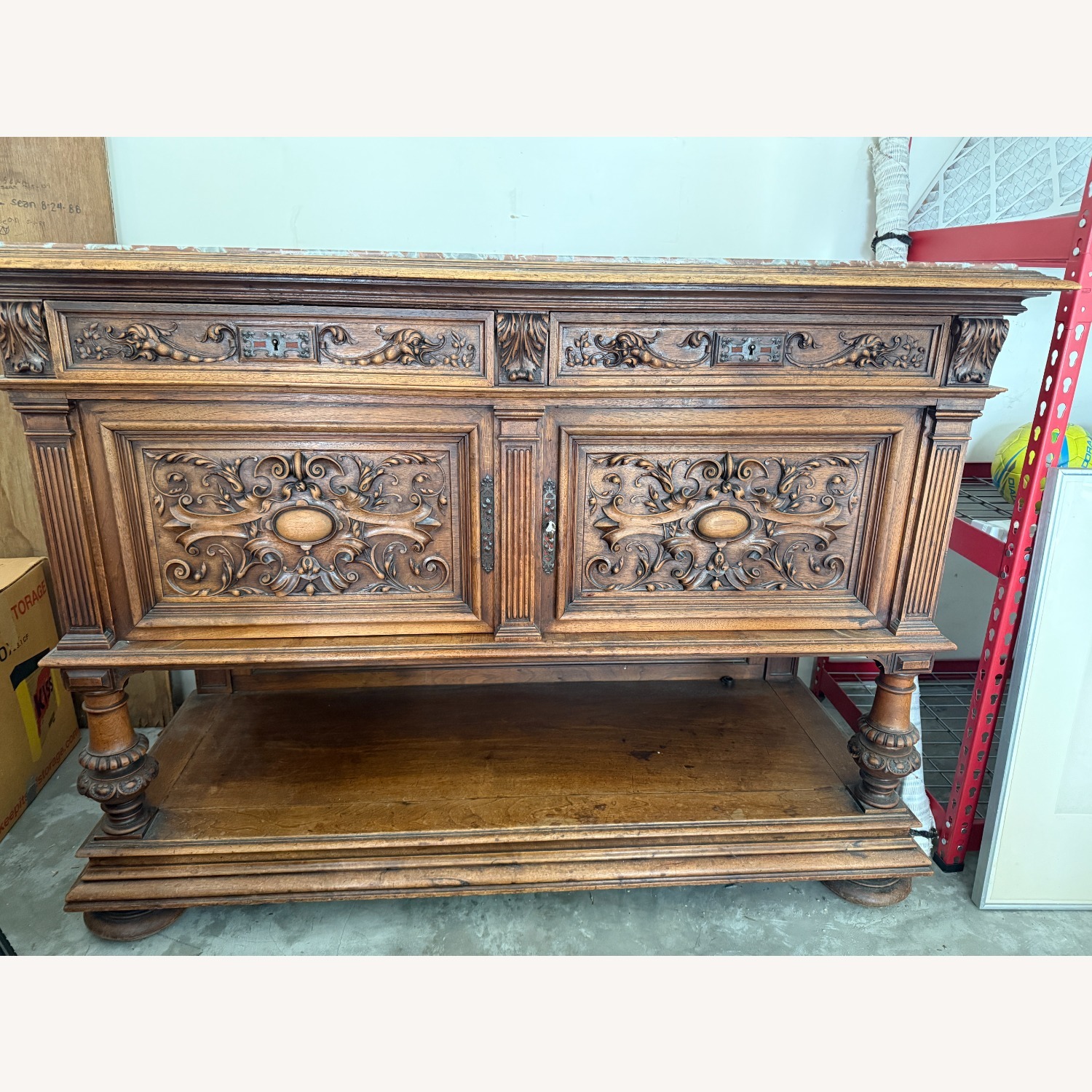 Vintage/Antique Dark Brown Wood Sideboard - image-0