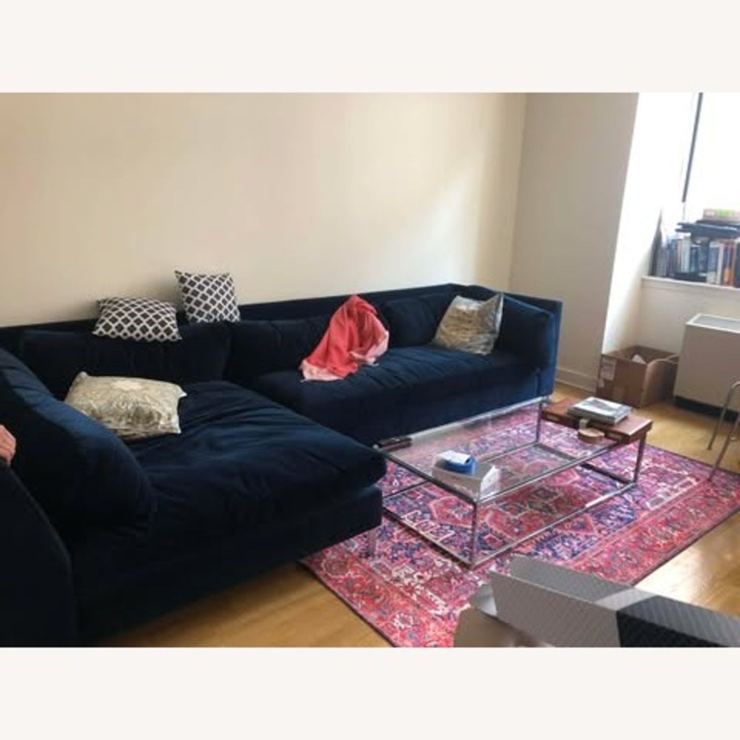 CB2 Decker Blue Velvet 2 Piece Sectional - image-3